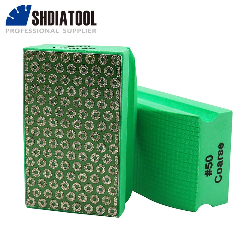 Shdiatool Gegalvaniseerde Diamant Hand Polijsten Pad Foam Backed Hand Polijsten Marmer Graniet Keramische #50