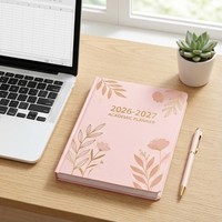 Agenda Académica Personalizada con Tapa Dura Rosa, Planificador Semanal y Mensual con Pestañas para la Escuela, Julio 2026 - Junio 2027