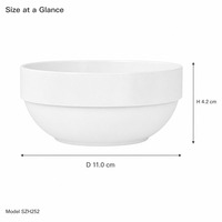 Bol à céréales en mélamine blanche de 4,5 pouces, empilable, léger, durable, à large bord, pour servir le riz à la maison ou au restaurant