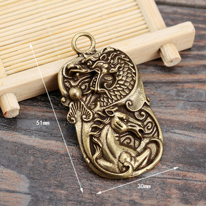 Antique Brass Guan Gong Keychain Pendant Car <b>Key</b> Accessory Fancy Style Home Decor - Product Image 2