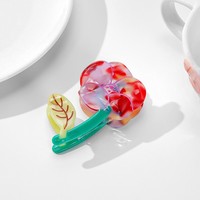 YIYI Nouvelle conception Pince à cheveux en acétate 8 cm multicolore marbrée motif fleur et feuille pour femme, fraîche et douce, pour usage quotidien