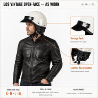 Casque de moto ouvert avec cache-oreilles en cuir amovibles, lunettes vintage, personnalisable OEM, en ABS