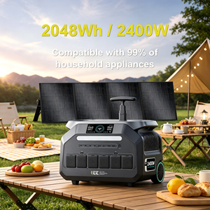 Estación de energía solar portátil de 2400w 2048WH con panel, controlador solar MPPT, batería LiFePO4 y onda sinusoidal pura para respaldo de energía en el hogar. - Product Image 1