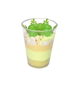 Cangkir plastik PS transparan bulat 7.5 OZ cangkir hidangan penutup Mousse ramah kantong untuk Yogurt Mousse dan makanan manis