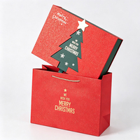 Boîte cadeau de Noël rouge grande à double porte pour foulards, emballage en carton doré, boîte vide, vente en gros, fabricant