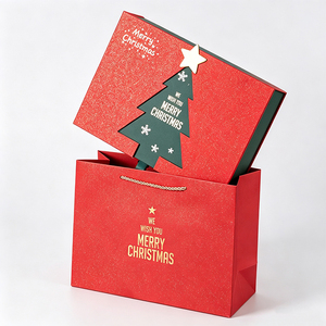 Boîte cadeau de Noël rouge grande à double porte pour foulards, emballage en carton doré, boîte <span class=keywords><strong>vide</strong></span>, vente en gros, fabricant - Product Image 3