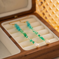 Jolis bijoux en acier inoxydable, pierres bleues, perles brunes, perle d'eau douce, boucles d'oreilles pour filles