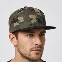 Casquettes Snapback ajustables en polyester à 6 panneaux avec logo personnalisé, à visière plate et motif camouflage pour hommes, vente en gros