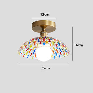 Plafonnier vintage en verre mosaïque turc, doré, semi-encastré, LED 7W E27, couloir, entrée, chambre à coucher, décoration intérieure - Product Image 6