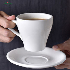 Juego de Taza y Platillo de Café de Cerámica Blanca con Logotipo Personalizado, Diseño de Asa Único, Taza de Espresso, Regalo para Hotel, Restaurante, Boda, Venta al Por Mayor - Product Image 4
