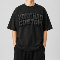 Fabricant de vêtements personnalisés OEM ODM, t-shirt surdimensionné pour homme en coton lourd, logo imprimé en relief 3D, coupe ample, streetwear