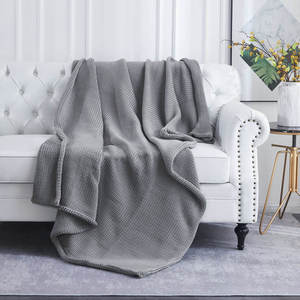 Manta de punto al por mayor, manta envolvente para adultos, sofá para el hogar, <span class=keywords><strong>cama</strong></span>, mantas ponderadas de viaje natural - Product Image 5