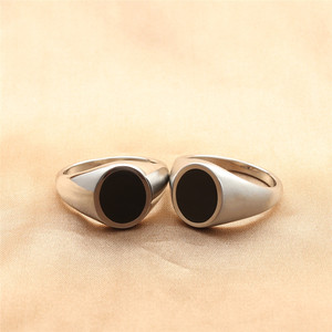 Men's Stainless Steel Round <b>Ring</b> Glossy <b>Silver</b> Matte <b>Silver</b> Retro Punk Style Geometric Design Gift Jewelry 280685 - Product Image 2