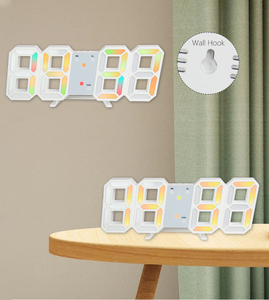 Horloge <span class=keywords><strong>murale</strong></span> LED 3D RGB couleur néon EMAF, réveil, horloge de <span class=keywords><strong>table</strong></span>, luminosité réglable, horloge numérique <span class=keywords><strong>murale</strong></span> de <span class=keywords><strong>table</strong></span>, décoration de la maison - Product Image 2