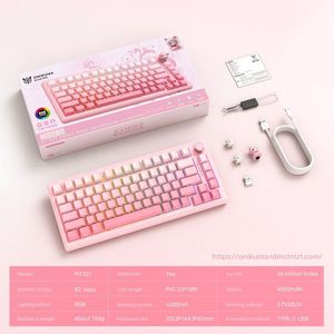 Clavier mini pour ordinateur ONIKUMA MT707, trois modes, 2.4G, interrupteurs Mint, RGB, ABS moulé par injection, 82 touches, personnalisable - Product Image 4
