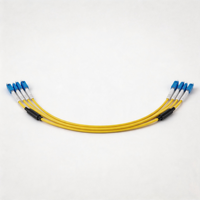 Cordon de brassage fibre optique monomode LC-LC 4 fibres pré-testé en stock, personnalisable OEM, jaune, pour projet de distribution multi-cœurs FTTH