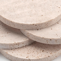 Vente en gros de sous-verres ronds en pierre de travertin naturel pour boissons sous-verres en marbre pour la décoration de bureau à domicile