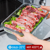 Plat de cuisson en verre borosilicate en gros, résistant à la chaleur, compatible four et micro-ondes, plat de service alimentaire, grande assiette en verre pour gratin de poisson