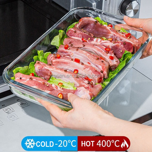 Plat de cuisson en verre borosilicate en gros, résistant à la chaleur, compatible four et micro-ondes, plat de service alimentaire, grande assiette en verre pour <span class=keywords><strong>gratin</strong></span> de <span class=keywords><strong>poisson</strong></span> - Product Image 2