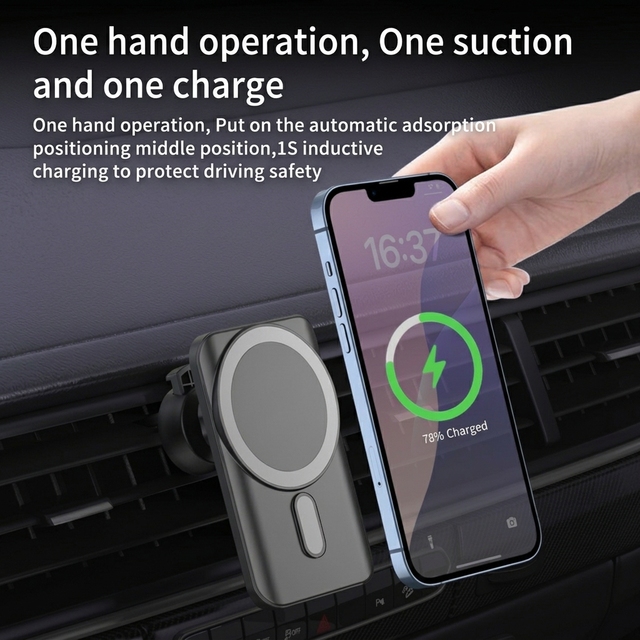 Cheap Universal Magnetic Electric Car Mount for Wireless Charger 15W Strong Suction Air Vent Clip Mount 360 Rotation Fast