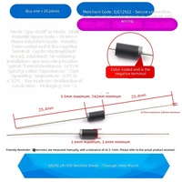 Diodes redresseuses traversantes, composants discrets 1N4007 1N5408 1N5819 1N5822