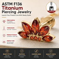 Kaishee Flower 16G Bijou de piercing sans filetage en titane avec zircon cubique pour cartilage d'oreille, conque et hélix