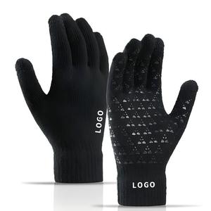 Gants en tricot antidérapants pour femmes et hommes avec logo personnalisé, gants d'hiver chauds pour écran tactile, gants unisexes imprimés - Product Image 1