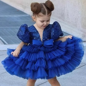 Magnifique <span class=keywords><strong>robe</strong></span> de soirée bleue à sequins pour filles, avec nœud, 0-3 <span class=keywords><strong>ans</strong></span>, tenue de cérémonie, <span class=keywords><strong>robe</strong></span> de <span class=keywords><strong>mariage</strong></span>, <span class=keywords><strong>robe</strong></span> de demoiselle d'honneur - Product Image 2