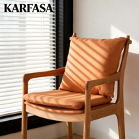 Fauteuil en bois de chêne massif KARFASA, style nordique moderne japonais, chaise de loisirs et d'étude, coussin moelleux, mobilier multifonctionnel pour la maison