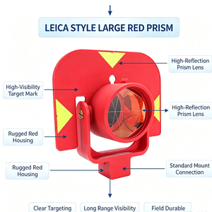 <span class=keywords><strong>Prisme</strong></span> de topographie rouge grand format compatible avec cible réflectrice en plastique de haute précision de 5 pouces pour station totale, garantie 1 an - Product Image 6