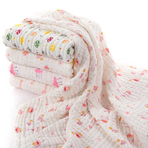 고품질 41x41'' 100% 유기농 면 6겹 거즈 아기 담요 (잎 무늬 직조 및 혼합 충전재 포함) - Product Image 1