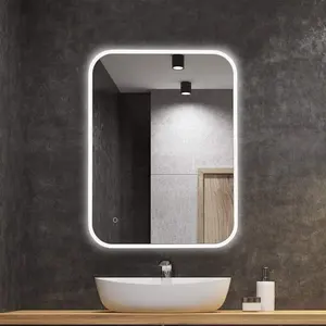 当代电子镜子防雾led智能镜子浴室方形无框镜子制造商