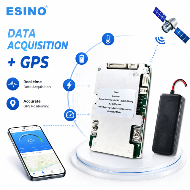 ESINO IoT Smart BMS Battery Swap Stations LiFePO4 Batteries Active Balancing Built-in 4G GPS Free Cloud Platform