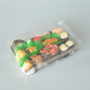 Disposable plastic large black takeaway box sushi packaging