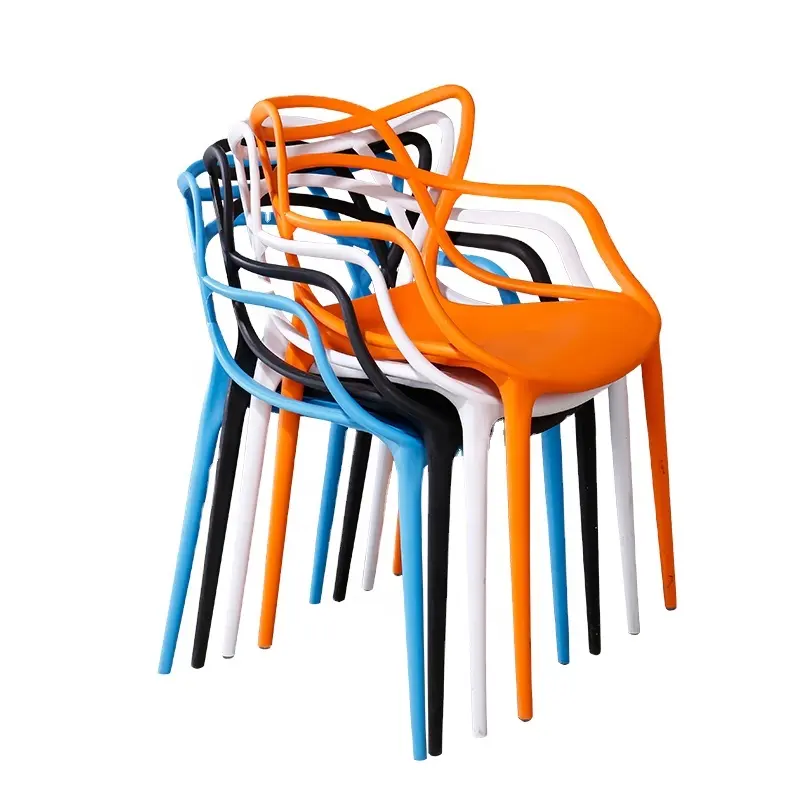 XY 최고의 다채로운 플라스틱 식당 의자-스칸디나비아 현대 디자이너 스태킹 팔걸이 의자