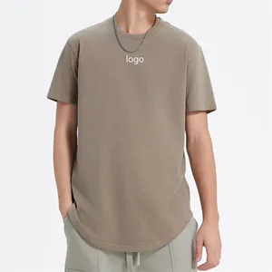 Chinese Fabricage Vintage Stijl Custom Dtg Logo T-Shirt Ronde Hals Biologisch Katoen Streetwear Zuur Gewassen T-Shirts