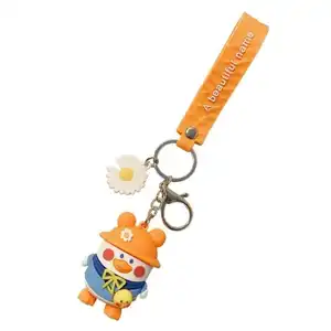 Good Quality Creative Cartoon Promotional Soft Rubber Hat Duck Colorful PVC Keychain