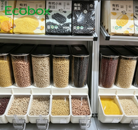 ECOBOX Bacs de stockage alimentaire à gravité pour haricots, graines, grains de café, aliments secs, céréales, en plastique, pour les magasins