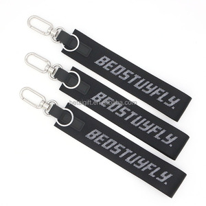 High Quality Brand Motorcycle Car Strap Woven Jacquard Custom Nylon Fabric Wrist Keychain Holder Lanyard
