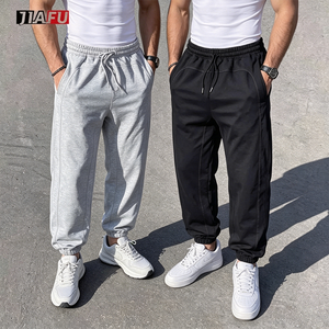 Pantalon de survêtement ample décontracté pour homme en molleton de coton de haute qualité, personnalisable, avec cordon de serrage, jambe large, coupe droite, empilé - Product Image 2