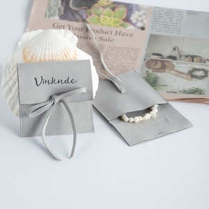 Luxury Gray 6x6 cm Flap Pouch Customized Suede <b>Envelope</b> Luxury <b>Gift</b> Bags for Jewelry Packaging Jewelry Container - Product Image 4