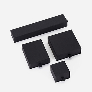 Custom Ring Bracelet Earring and Necklace Box Jewelry Thick Black Kraft Paper Jewelry Gift Box Set Packaging