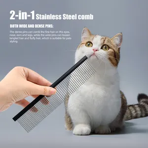 Professional Stainless Steel Teeth Aluminum Handle Pet Hair Grooming Dog And Cat Comb