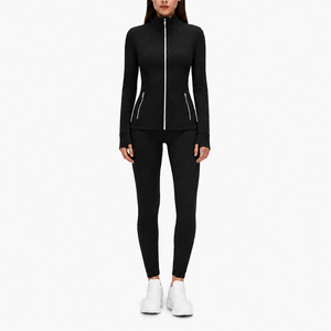 Women's Leopard Jacquard Seamless Yoga Set Zip Up <b>Jacket</b> High Waist Leggings Quick Dry Breathable <b>Workout</b> Activewear - Product Image 5
