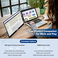 Monitor LCD 15.6 Inci 60Hz FHD 1080P Layar Komputer Portabel Dengan Casing Kulit untuk Laptop PC Kantor Bisnis Kerja