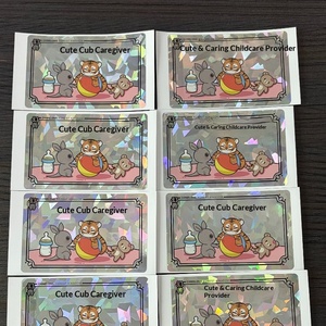 Custom Cute Logo Glitter Lamination Die Cut <b>Label</b> Holographic Laser Rainbow Reflective <b>Waterproof</b> Hologram Sticker - Product Image 4