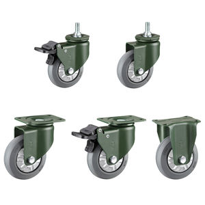 2,5/3/4/5 Zoll schwarz/grau Gummi schwenkbares industrielles Lenkrad mit Bremsen - Product Image 1