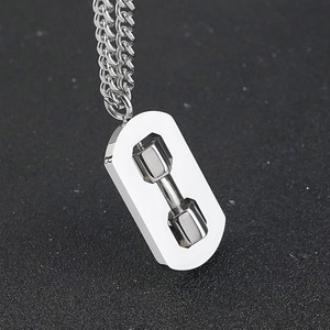 Dumbbell Design Pendants Necklaces Stainless Steel Jewelry Highly Polished Cuban <b>Chain</b> Statement Jewellery - Product Image 4