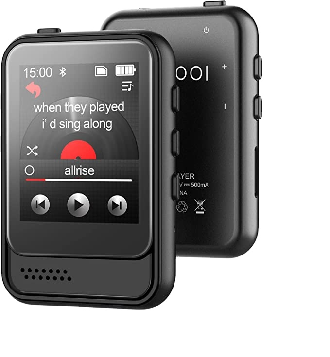 Mini-MP3-Player mit BT, tragbarem Musik-Player Eingebauter TF-Kartens teck platz und HD-Lautsprecher Voll-Touchscreen MP3-MP4-Player