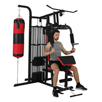 Équipement de fitness multifonctionnel à 3 stations pour la musculation sur les jambes, le dos et la poitrine.